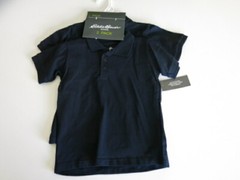 Eddie Bauer Little Boys S/4 2 Pack School Uniform Polo Shirt Navy Blue Cotton