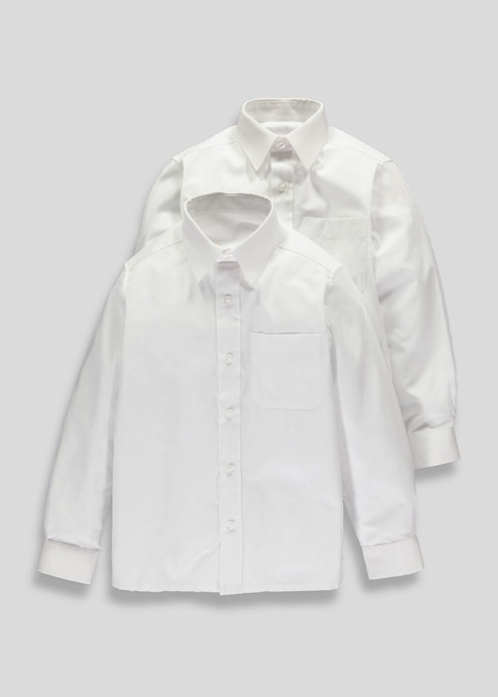 Boys 2 Pack White Long Sleeve School Shirts 3-16 Years Shirt Easy Iron