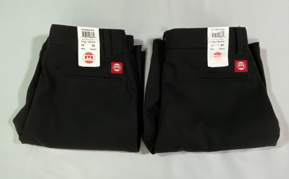 Mills Uniform Co. Boy’s Black Twill Shorts Size Regular 16 Adj. Waist Lot of 2