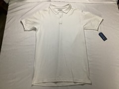 NAUTICA BOYS XL 18-20 SHORT SLEEVE SCHOOL UNIFORM POLO SHIRT, WHITE BOX E