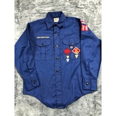 Boy Scouts of America Cub Scout Shirt Kids 12.5 Blue Long Sleeve Patches 478