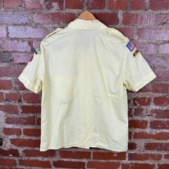 Vintage Boy Scouts Of America Uniform Shirt Boys 14 Yellow Patches USA 70s