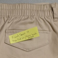 French Toast Boys Khaki School Uniform Pull On Shorts Tan Size 14 SH9112