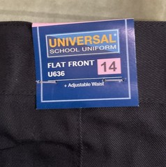 UNIVERSAL School Uniform, BLACK, Boys SZ-14, FLAT FRONT Shorts ADJUSTABLE WAIST