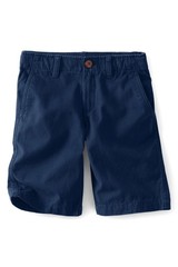 LANDS END Deep Sea School Uniform Flat Front Cotton Cadet Shorts Boys 16 NEW