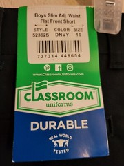 Boy Shorts School Slim Type Size 10 School Uniform Adj. Waist Dark Blue NWT