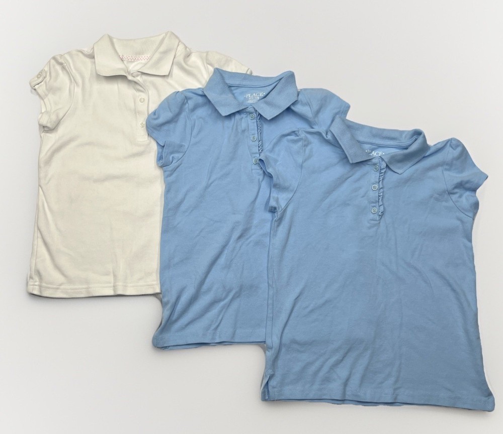 Lot of 3 Childrens Polo Shirts School Uniforms Sizes 6/7 and 7/8 Cat&Jack/Place