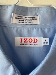IZOD Young Men’s Short Sleeve Button-Down Oxford Shirt Uniform Size M 36-37 NWT