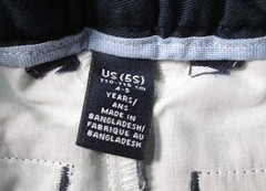 LANDS END Navy Plain Front Blended Chino Pants Boys 5 Slim GC