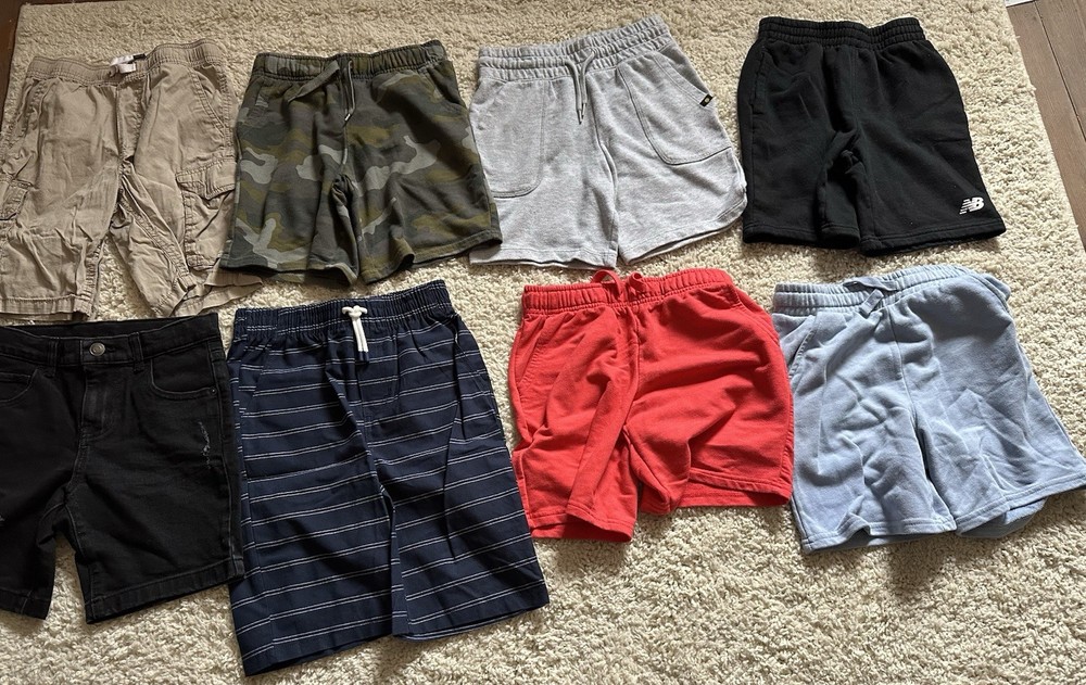 Boys Size 8 Pants & Shorts Lot Of 8 Cat & Jack New Balance Nautica Tommy