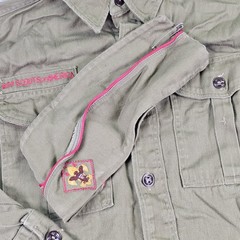 Vintage Boy Scouts Of America Uniform Shirt Hat Boys Medium Green Twill Patches