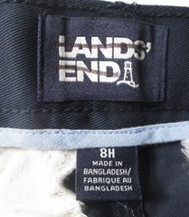 LANDS END Navy School Uniform Plain Front Chino Shorts Boys 8 Husky NEW