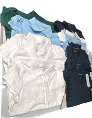 NWT School Uniform Polo Shirt Lot 10 Mixed Sizes S-XL White Blue Green