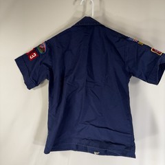 Boy Scouts BSA Cub Scouts Shirt Youth Small Navy Short Sleeve Patch Residue