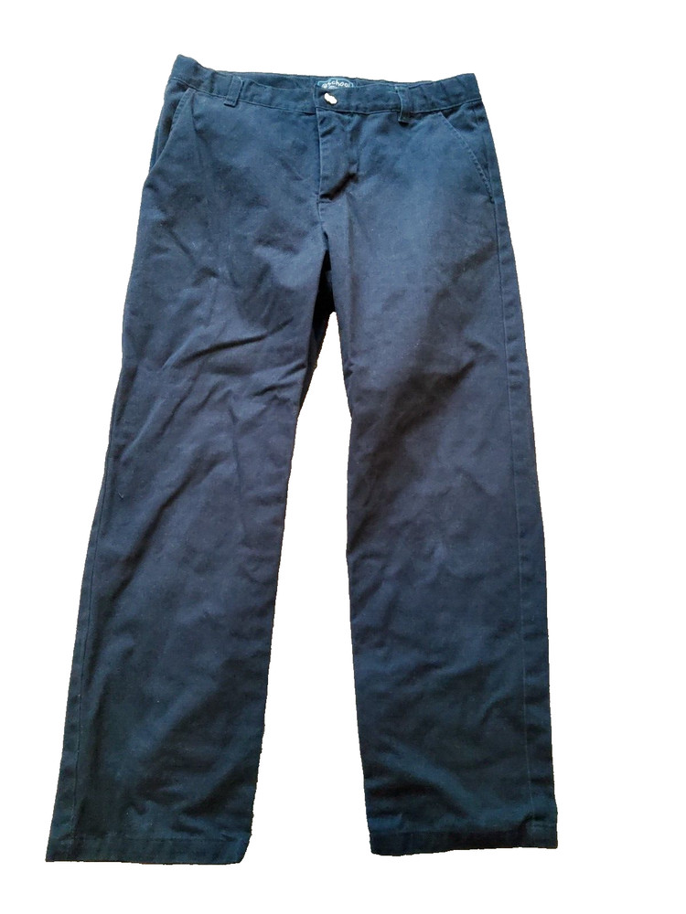 French Toast School Uniform Pants Boys 14 Husky Navy Blue Adjustable Waist