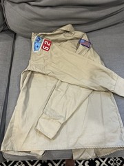 VTG BOY SCOUTS OF AMERICA Button Up Shirt Patches Size Youth 14 Long Sleeve