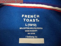 French Toast Boys Royal Blue Long Sleeve Pique Polo, Size L (10/12) 884503503066