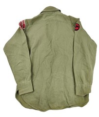 Vintage Boy Scouts Of America Shirt Boys 10-12 Green Uniform Twill Long Sleeve