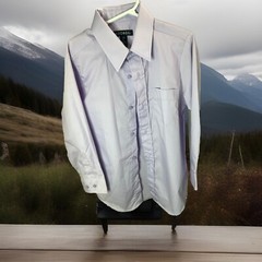 George Boys Button Down Long Sleeve White Dress Purple Small 6-7