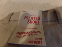 Boys, Arizona Jeans, School Uniform Shorts, Size: 7, Pleated, Khaki, NWT