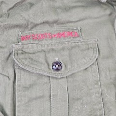 Vintage Boy Scouts Of America Uniform Shirt Hat Boys Medium Green Twill Patches