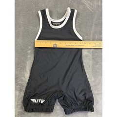 Elite Sports Black Kids Wresling Singlet with White Trim
