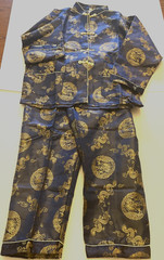 Traditional Asian Outfit Child Size 10 Shirt Pants Navy Blue with Dragons NWT