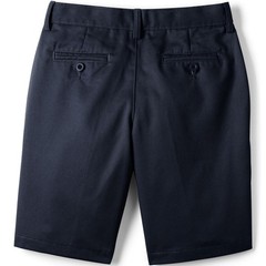 LANDS END Navy School Uniform Plain Front Chino Shorts Boys 8 Husky NEW