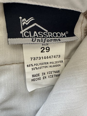 Men’s Boys Work / School Uniform Shorts Size 29 Khaki Tan 10″ inseam Flat front