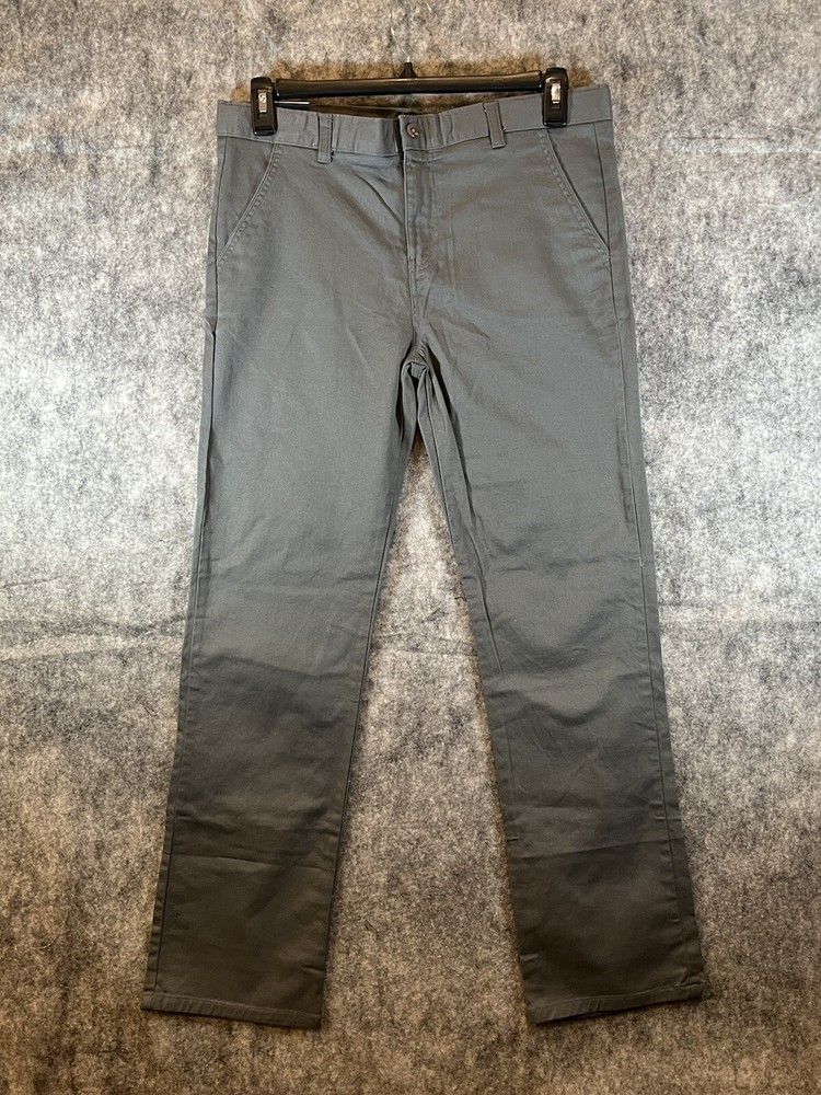 Chaps Boy’s Pants 20 Husky Grey Flat Front Stretch Adjustable Waist School NWT