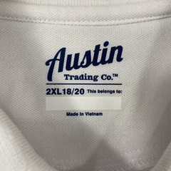 Austin Trading Co Boys School Uniform Polo Shirt Sz 2XL 18/20 White Short Sleeve