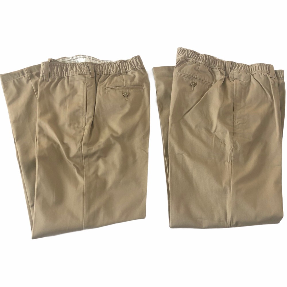 Lands End Boys Size 20 15-16 YRS Ins 28.5” Elastic Waist Chino Pants LOT #LE3J