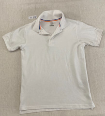 French Toast Polo Shirt Boys L White Short Sleeve Uniform Collared Side Slits