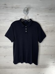 Lands’ End Polo Shirt Boys Large 14-16 Navy Blue Short Sleeve School Uniform