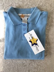 Youth School Uniform Blue Polo Short Sleeve Shirt – M – NEW