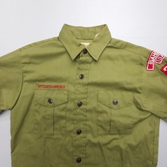 Vintage ~70s USA Boy Scouts Of America Boys Uniform Shirt Youth 14 Green BSA