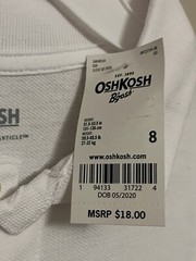 NEW Oshkosh Boys Size 8 School Uniform Polo Style Shirt Short Sleeve White