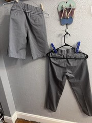 Lands End Boys Gray Pants & Short Size 12 Adj Waist School Uniform Lot Of 2