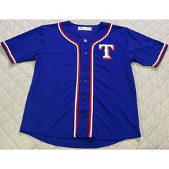 Youth Texas Rangers MLB Genuine Merchandise Jersey 10/12 Large Button Up Blue