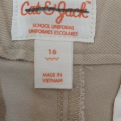 CAT & JACK BOYS Khaki SCHOOL UNIFORM SHORT SZ 16 Length 18 In