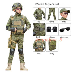 Children’s Camouflage Suit Special Forces Military Training Uniform with Helmet