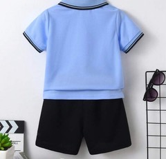 New Toddler Boys Summer Blue Short Sleeve Polo Shirt Size 1-2Y
