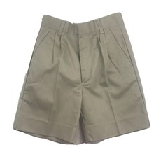 Authentic School Uniform Shorts Boys 7 Beige Elastic Waist Pleated Front NWT