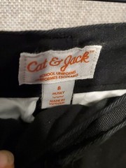 Cat & Jack Boys Uniform Chino Pants Ultimate Flat Front Black 8 Husky New W Tags