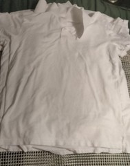 5 white polo children’s uniform shirts size 18 husky pre-owned no stains