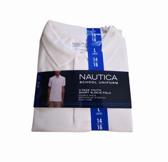 Boys Nautica School Uniform 2 Pack Short Sleeve Polo White Size L (14/16) NWT
