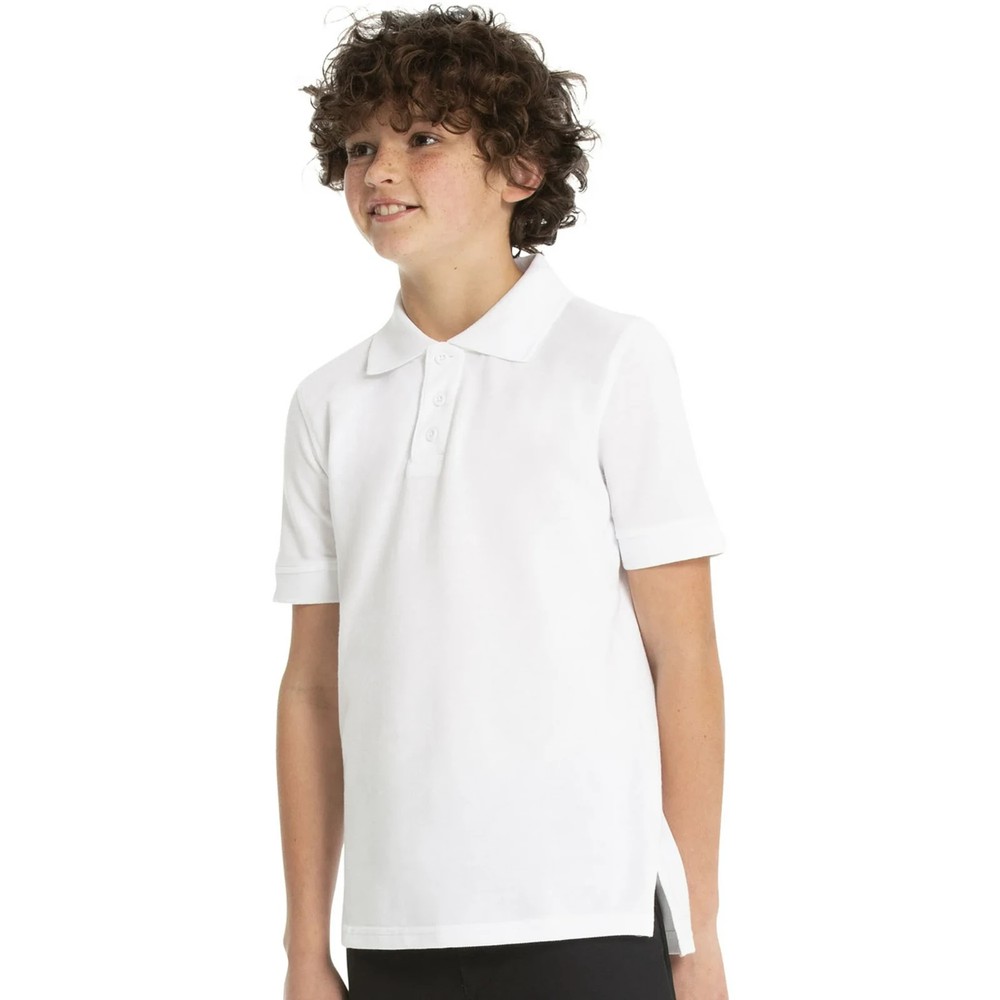 Real School Boys School Uniform Short Sleeve Pique Polo Shirt White XS (4-5)