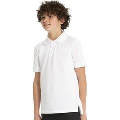 Real School Boys School Uniform Short Sleeve Pique Polo Shirt White XS (4-5)