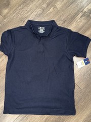 IZOD Boys Navy Piqué Polo Uniform Shirt Short Sleeve Size M Cotton Blend