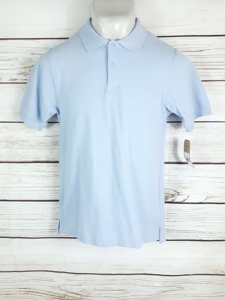 Dockers Boys Polo Shirt Size L 14-16 Light Blue Short Sleeves School Uniform